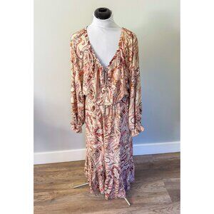 Bohme Boho Brown Paisley Print Maxi Dress